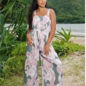 Floral Pink and Green Jumpsuit/ Overalls